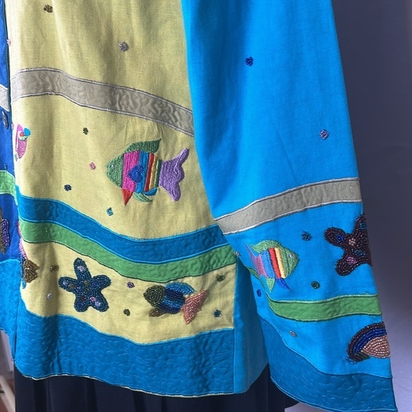 Quacker Factory Colorful Fish Sea Life Embroidered Jacket Teacher Art Cardigan - Picture 6 of 16